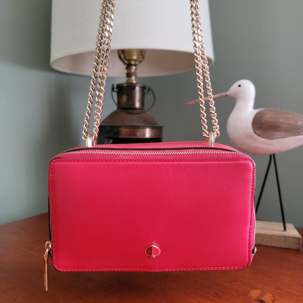 Kate Spade Izzy Red Leather Chain Crossbody Shoulder Bag